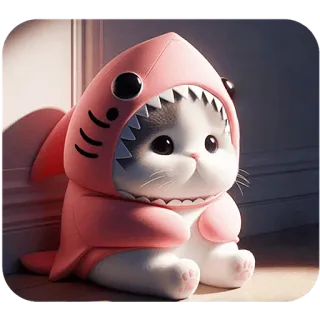 😕 kot, rekin, kociak, kostium, słodki, zwierzę, zwierzę domowe telegram sticker