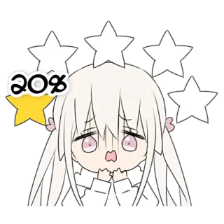 😢 20% Anime, Stern, Prozent, Cartoon whatsapp sticker