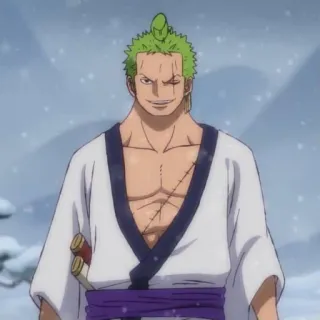 🧩 Zoro One Piece Anime, Spadaccino, Pirata, Cicatrice, Capelli verdi, Zoro, One Piece telegram sticker
