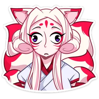🤪 fille renard, anime, manga, kitsune, renard, fille, dessin animé, autocollant telegram sticker