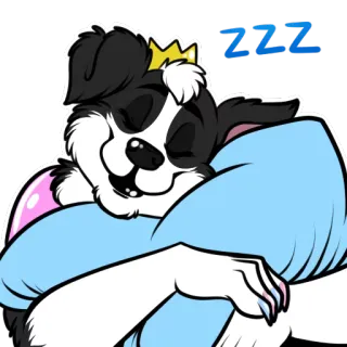 😴 ZZZ cane, dormire, zzz, cartone animato, cuscino, corona whatsapp sticker