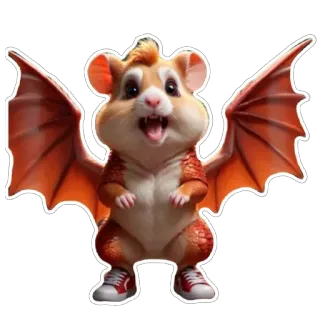🐲 hamster, bat, winged hamster, fantasy creature, cartoon, animal, sticker, cute, dragon telegram sticker