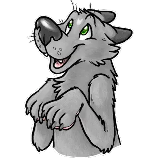 😯 loup, animal, dessin animé, furry, mammifère, personnage whatsapp sticker