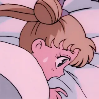 😅 Sailor Moon anime, cartoon, sleepy, girl, bed, cute telegram sticker