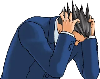 😣 Phoenix Wright Ace Attorney アニメ, 弁護士, 法律家, ストレス, 動揺 telegram sticker