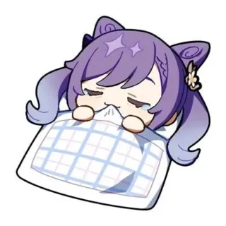🛌 Keqing Genshin Impact Anime, Niedlich, Mädchen, Schläfrig, Genshin Impact, Keqing telegram sticker