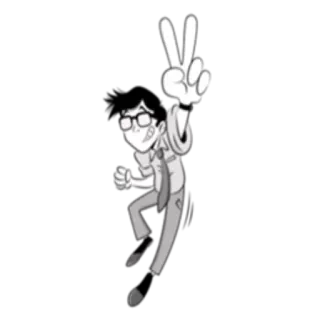 ✌️ мультфильм, знак мира, очки, персонаж, иллюстрация, праздник telegram sticker