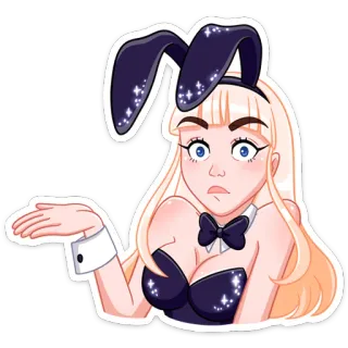 😬 кролик, девушка, милый, костюм, уши, иллюстрация, блондинка whatsapp sticker