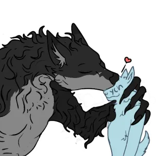 😘 ych wolf, furry, anthro, hug, love, cute telegram sticker