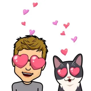 😍 Liebe, Herz, Katze, Brille, Bitmoji, Cartoon, Süß, Romantik, Freundschaft telegram sticker