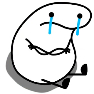 😀 llorando, triste, dibujos animados, blanco, personaje, emociones telegram sticker