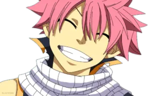 😁 Natsu Dragneel Fairy Tail アニメ, マンガ, フェアリーテイル, ナツ・ドラグニル, 笑顔, 幸せ whatsapp sticker