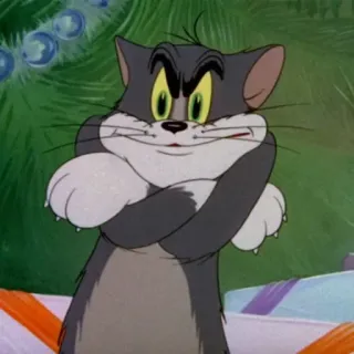 😐 Tom Cat Tom and Jerry cartoon, cat, angry, crossed arms, tom and jerry telegram sticker