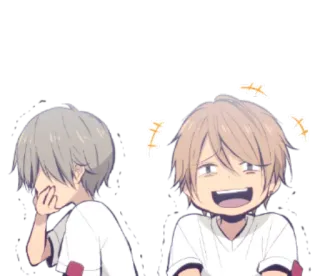😂 Стиль аниме, Мультфильм, Мальчик, Улыбка, Радостный, Милый, Весёлый telegram sticker