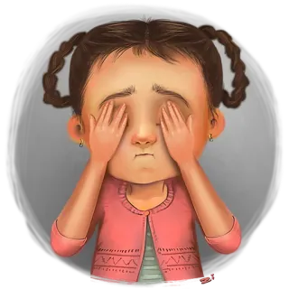 🙈 fille, triste, contrarié(e), se cacher les yeux, illustration, enfant whatsapp sticker