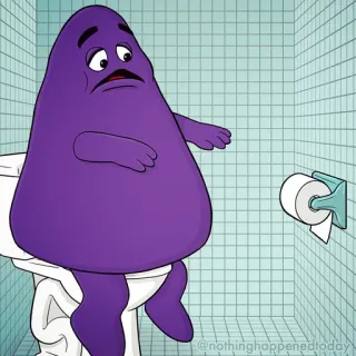😁 Grimace Grimasse, McDonalds, Toilette, Badezimmer, Traurig, Cartoon whatsapp sticker