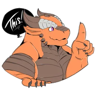 ☝️ THIS! dragon, furry, fantaisie, anthropomorphe, personnage, monstre, orange telegram sticker