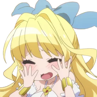 ☺️ Anime, Fille, Blonde, Mignon, Joyeux telegram sticker