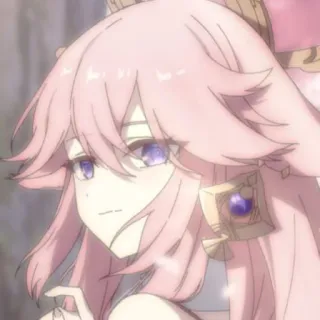 🌸 Yae Miko Genshin Impact Anime, Trò chơi điện tử, Cáo, Tóc hồng telegram sticker