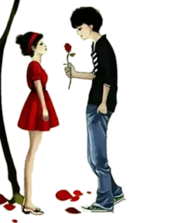 ❤️ couple, amour, romance, rose, romantique, dessin animé telegram sticker