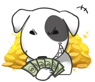 😬 dog, money, cartoon, greed, success, wealth telegram sticker