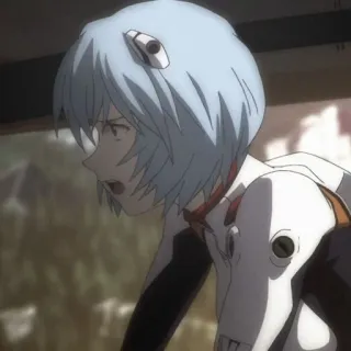 🌊 Rei Ayanami Neon Genesis Evangelion อนิเมะ, เรย์ อายานามิ, อีวานเกเลียน, ผมสีฟ้า, ตัวละคร telegram sticker