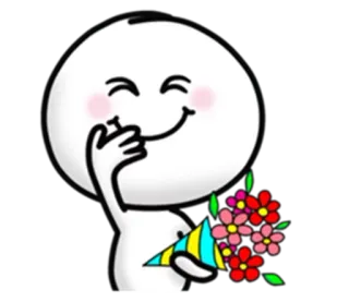 ☹️ omino stilizzato, fiori, carino, felice, bouquet telegram sticker