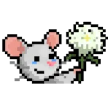 💐 鼠标, 花, 可爱, 像素画 telegram sticker