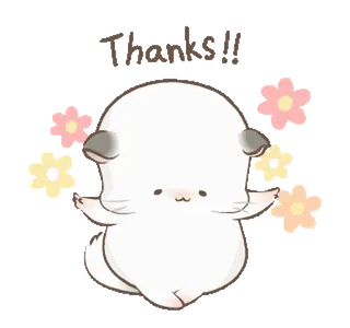 🙏 Thanks!!! terima kasih, imut, kucing, bunga, syukur, chibi telegram sticker