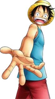 😃 Monkey D. Luffy One Piece 애니메이션, 원피스, 루피, 몽키 D. 루피, 밀짚모자, 캐릭터, 해적 telegram sticker