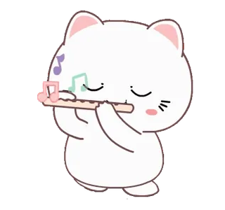 🎶 кот, музыка, флейта, милый, животное, мультфильм whatsapp sticker