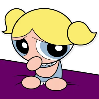 🤔 Bubbles Powerpuff Girls Cartone animato, Ragazza, Carino, Triste, Bolle telegram sticker