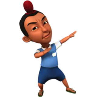 ☺️ Upin dessin animé, garçon, pomme, animation, personnage telegram sticker