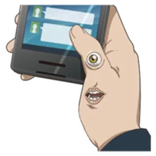 📷 hand, smartphone, eye ring, mouth, conversation telegram sticker