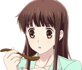🌬 Tohru Honda Fruits Basket Аниме, Девушка, Еда, Ложка, Ест telegram sticker