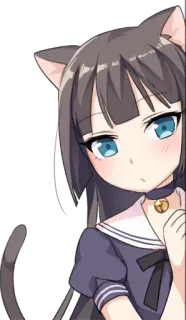 👀 Anime, Katzenmädchen, Süß, Halsband, Kawaii telegram sticker