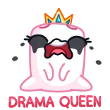 😭 DRAMA QUEEN drama, queen, cartoon, character, crown, pink telegram sticker