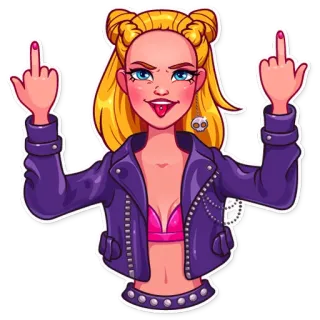 🖕 woman, blonde, middle finger, attitude, cartoon, sticker telegram sticker