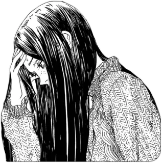 🤦‍♀️ Манга, Аниме, Женщина, Грустный, Депрессия, Иллюстрация, Портрет telegram sticker