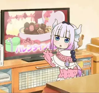 🍥 Kanna Kamui Miss Kobayashi's Dragon Maid ハルンテティ Kanna Kamui, Miss Kobayashi's Dragon Maid, Anime, süß, Drache, kawaii, Valentinstag whatsapp sticker