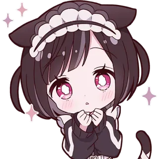 🤩 Animé, Kawaii, Mignon, Oreilles de chat, Chibi telegram sticker