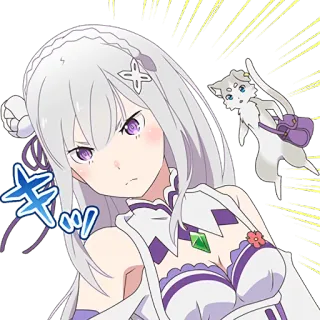 😤 Emilia Re:Zero キッ anime, girl, cat, cute, sticker, emilia, re:zero, angry telegram sticker