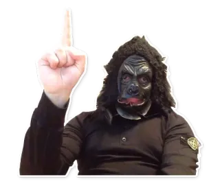 ☝ gorila, máscara, mono, gesto, apuntar telegram sticker
