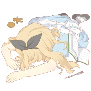 😞 Alice Alice in Wonderland alice, wonderland, cookie, exhausted, book, sleeping telegram sticker