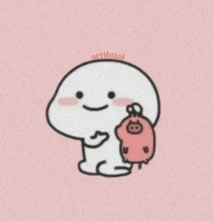 ⛅ artificial cartoon, cute, pig, pink, happy telegram sticker