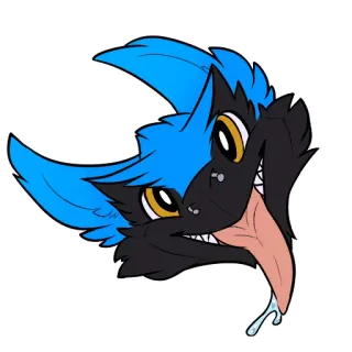 😜 Fellwesen, Cartoon, Tier, Anthro, Blau, Charakter, Monster telegram sticker
