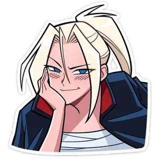 😏 アニメ, キャラクター, 金髪, イラスト, アート, 漫画 telegram sticker