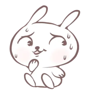 🎀 thỏ, đổ mồ hôi, hoạt hình, dễ thương, nhãn dán, lo lắng, bồn chồn telegram sticker