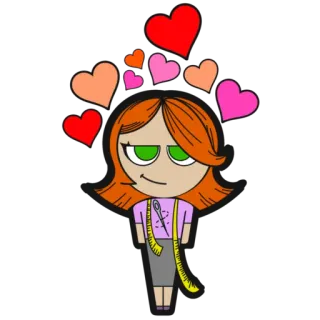 🥰 Мультфильм, Сердечки, Персонаж, Швея, Шитье, Любовь telegram sticker