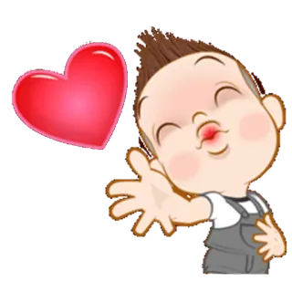 😘 dibujos animados, corazón, amor, beso, niño, lindo whatsapp sticker